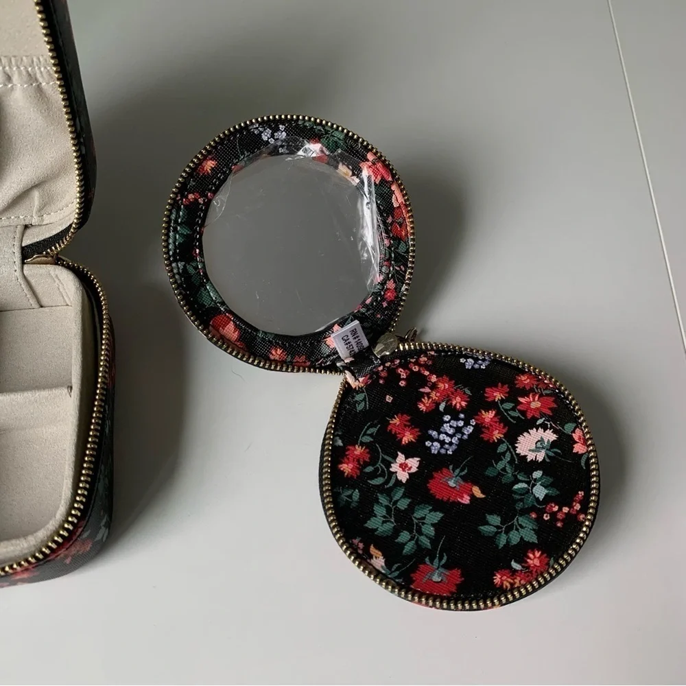 Ann Taylor LOFT Floral Jewelry Box with Mini Mirror